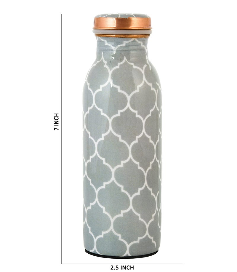 OGGN Grey Printed Pure Copper Water Bottle with Anti-Oxidant Material, Durable Rust Proof Tamba for Office Use, Stylish and Healthy, 500 Ml - Image 5