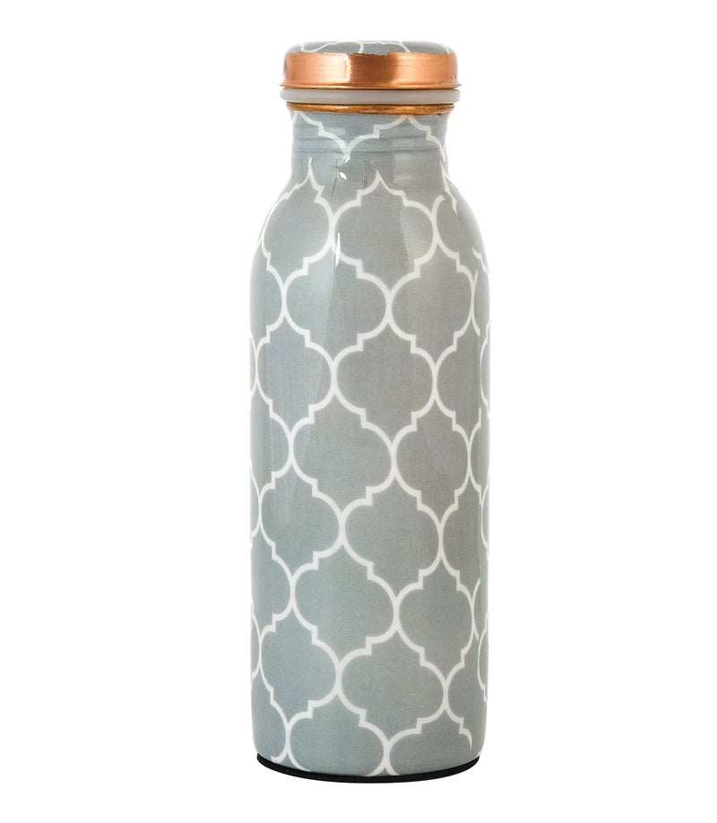 OGGN Grey Printed Pure Copper Water Bottle with Anti-Oxidant Material, Durable Rust Proof Tamba for Office Use, Stylish and Healthy, 500 Ml - Image 2