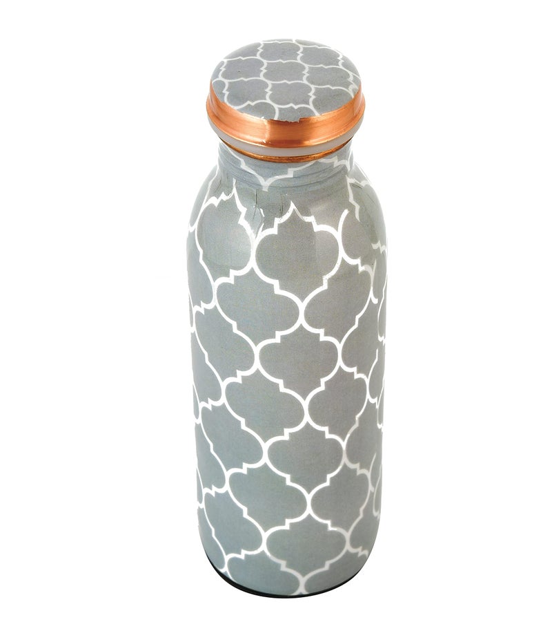 OGGN Grey Printed Pure Copper Water Bottle with Anti-Oxidant Material, Durable Rust Proof Tamba for Office Use, Stylish and Healthy, 500 Ml - Image 3