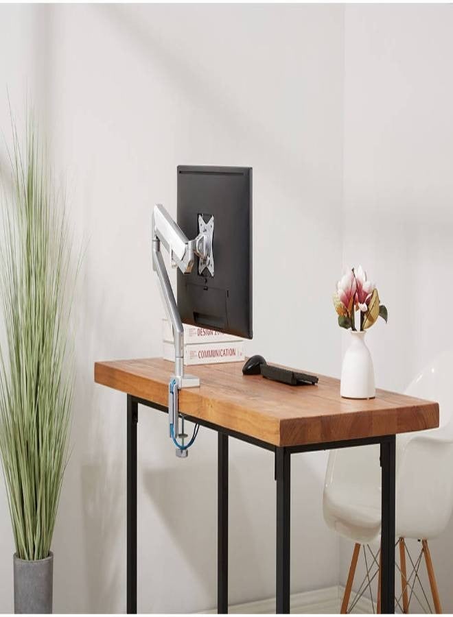 Counterbalance Monitor Arm, Fits 17"-32" Flat & Curved Monitors, Internal Gas Spring Mechanism, 180° Rotation, 2xUSB 3.0, Perfect for Adjoining Desks & Cubicles, Silver | SH 100 C013