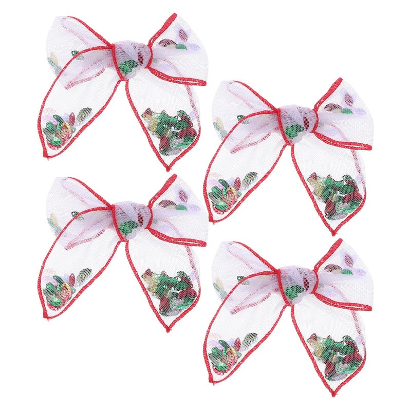Ipetboom 4pcs Mesh Fabric Bowknot Hair Clips for Tulle Layer Side Hair Accessories Mesh Bow Claws - Image 1