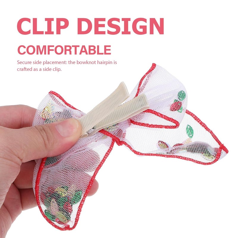Ipetboom 4pcs Mesh Fabric Bowknot Hair Clips for Tulle Layer Side Hair Accessories Mesh Bow Claws - Image 3
