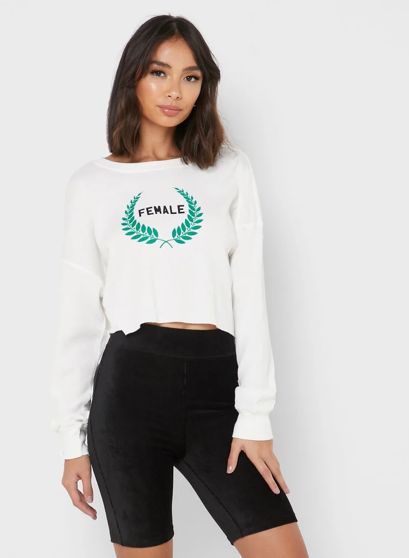 FOREVER 21 Graphic Cropped Sweater
