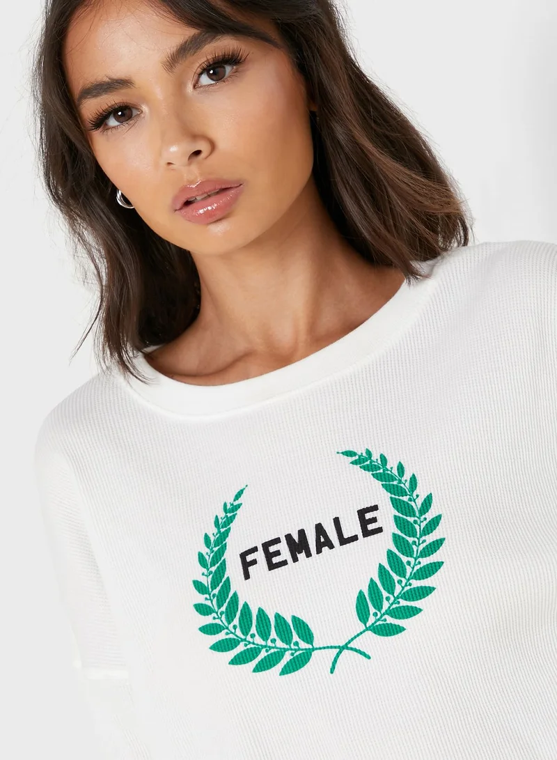 FOREVER 21 Graphic Cropped Sweater