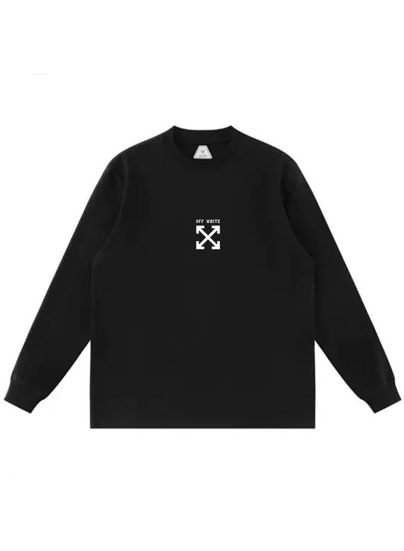OFF-WHITE couple spring and autumn heavy cotton loose long sleeve T-shirt for men and women - Image 3