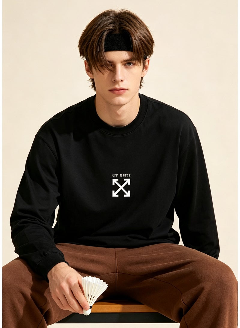 OFF-WHITE couple spring and autumn heavy cotton loose long sleeve T-shirt for men and women - Image 1