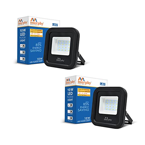 Murphy LED 10 Watts IP-65 BIS Approved Waterproof Outdoor Square Flood Light (Cool White) - Pack of 2 - Image 1
