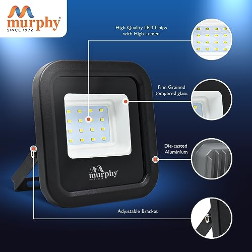 Murphy LED 10 Watts IP-65 BIS Approved Waterproof Outdoor Square Flood Light (Cool White) - Pack of 2 - Image 2