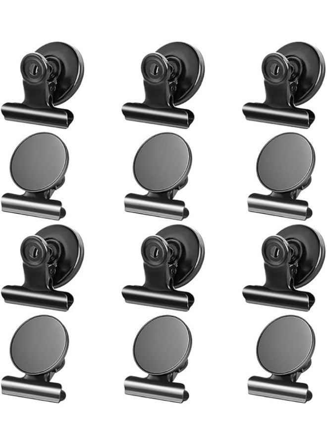 HOOTO 12pcs Fridge Magnet Refrigerator Magnets, Heavy Duty Magnetic Clips, Strong Clip Magnets for Whiteboard, Fridge, Locker, Office, Photo Displays, 3cm Wide - Image 1