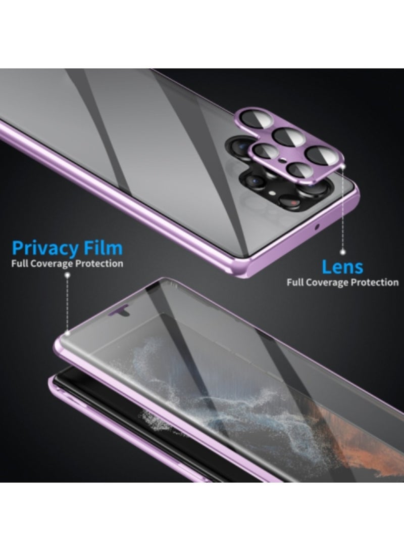 AROAQ For Samsung Galaxy S23 Ultra 5G HD Full Cover Magsafe Magnetic Metal Tempered Glass Phone Case - Image 5