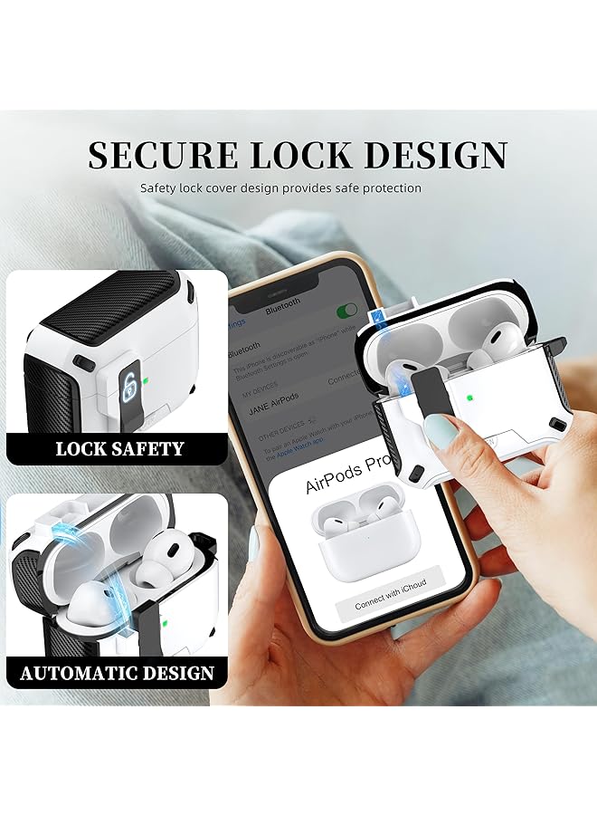 erorex Case Cover For Airpods Pro 2Nd 1St Generation Automatic Magnetic Lock Dustproof Charging Port And Stand Design With Cleaning Kit Black Snow White - Image 5