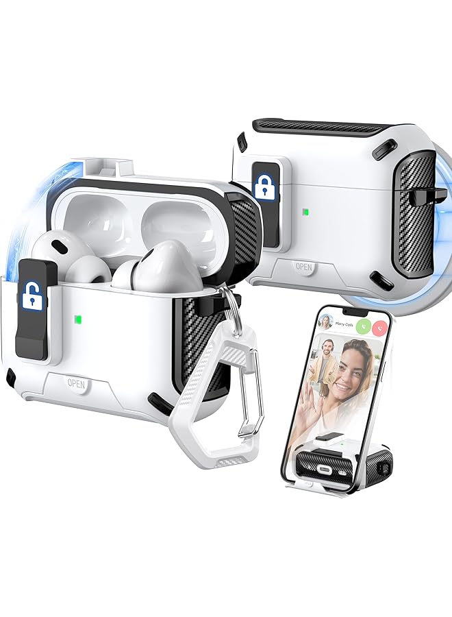 erorex Case Cover For Airpods Pro 2Nd 1St Generation Automatic Magnetic Lock Dustproof Charging Port And Stand Design With Cleaning Kit Black Snow White - Image 1