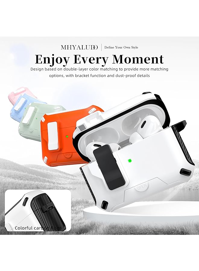 erorex Case Cover For Airpods Pro 2Nd 1St Generation Automatic Magnetic Lock Dustproof Charging Port And Stand Design With Cleaning Kit Black Snow White - Image 3