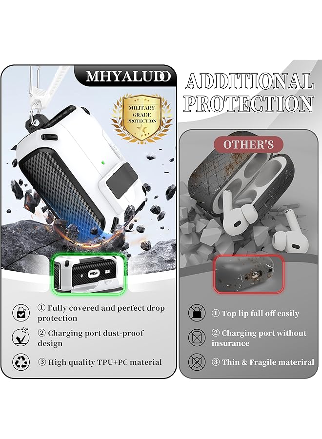 erorex Case Cover For Airpods Pro 2Nd 1St Generation Automatic Magnetic Lock Dustproof Charging Port And Stand Design With Cleaning Kit Black Snow White - Image 4