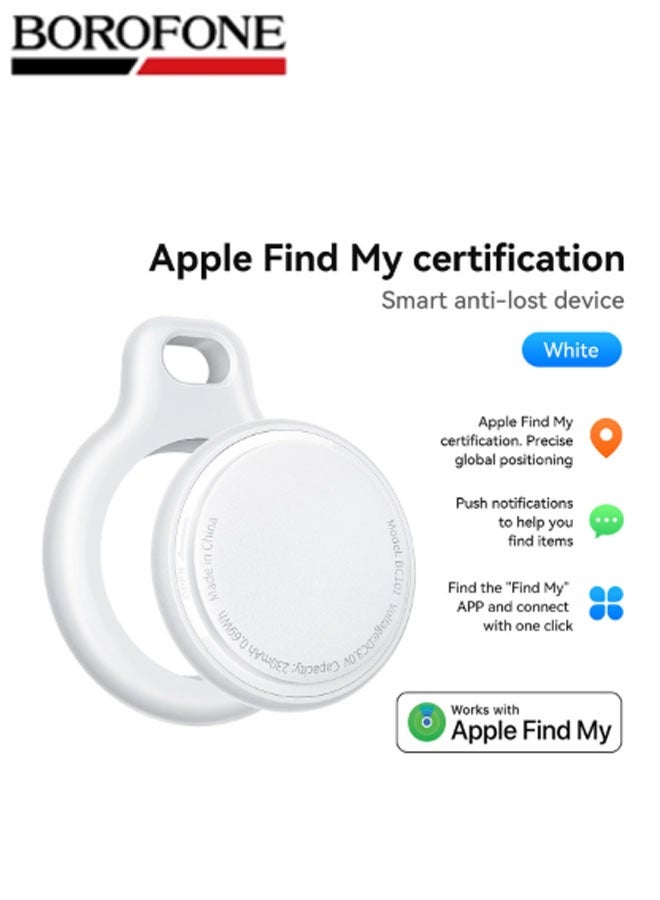 بوروفون جهاز Airtag الذكي المضاد للضياع للحيوانات الأليفة، متوافق مع أجهزة Apple والمركبات والمفاتيح والأمتعة وغيرها – الحل الأمثل المضاد للضياع (أبيض) - Image 1