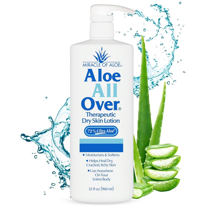 Miracle of Aloe Aloe All Over Super Moisturizing Dry Skin Lotion 32 oz  Made with 72 UltraAloe Aloe Vera Gel Safe for Everyone Men Women Kids Restores Dry Skin Fast