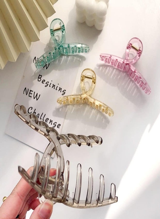 HOMEMATES 6 Pcs Korean Large Pearl Transparent Resin Shell Hair Claw Multicolor Hair Clips Thick Long Hair Jaw Clips Clutches Barrettes Hair Accessories For Women And Girls - Image 4