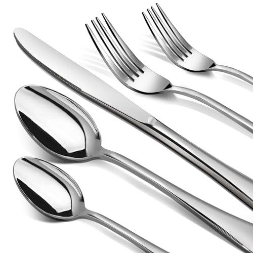 NICE KITCHEN Silverware Set, 40 Piece Stainless Steel Cutlery Sets for 8, Heavy Duty Flatware, Mirror Polished Forks Spoons and Knives Set, Reusable Utensils for Home Kitchen, Dishwasher Safe - Image 1