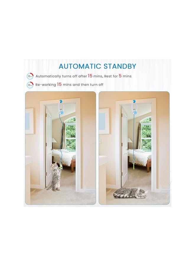 Cat Toys Interactive for Indoor Cats, Smart USB Rechargeable Door Hanging Automatic Retractable Cat Enrichment Toys, Teaser Electronic Self Play Cat String Mouse Toys Hunting Exercising - Image 4