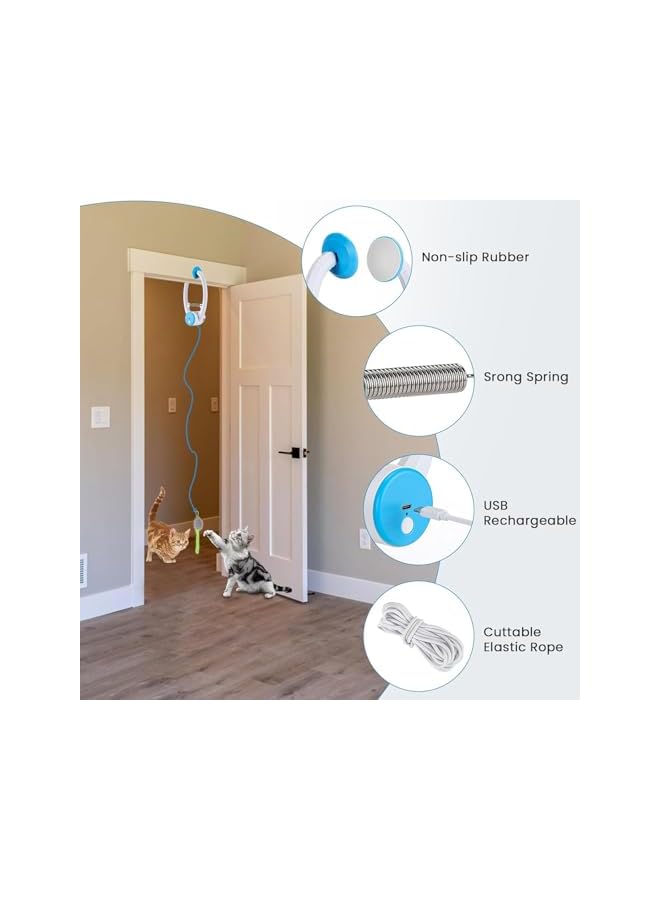 Cat Toys Interactive for Indoor Cats, Smart USB Rechargeable Door Hanging Automatic Retractable Cat Enrichment Toys, Teaser Electronic Self Play Cat String Mouse Toys Hunting Exercising - Image 3