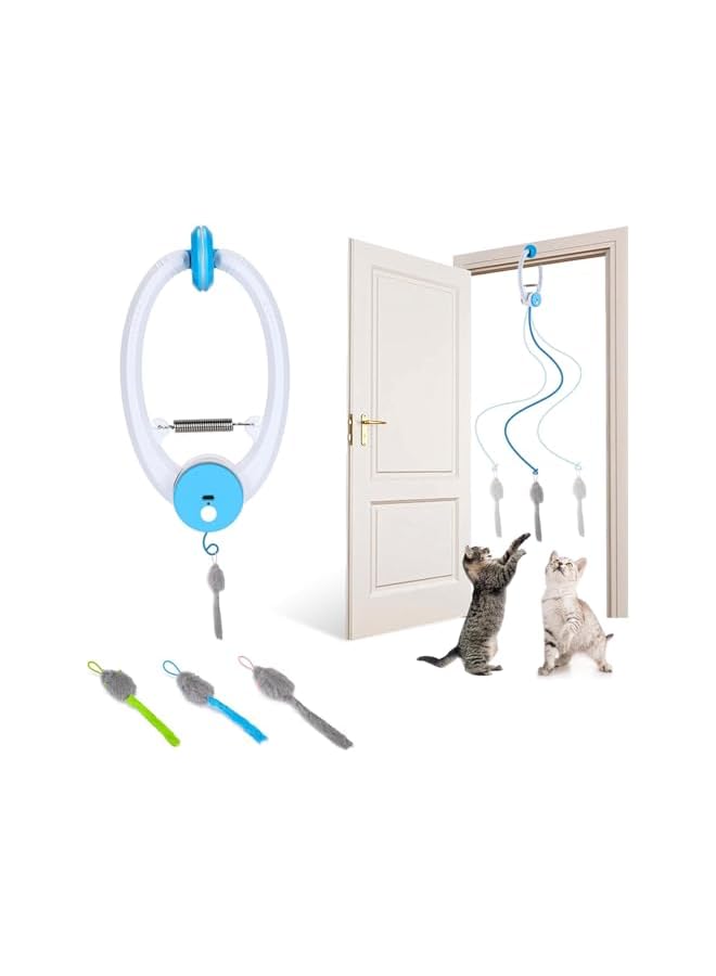 Cat Toys Interactive for Indoor Cats, Smart USB Rechargeable Door Hanging Automatic Retractable Cat Enrichment Toys, Teaser Electronic Self Play Cat String Mouse Toys Hunting Exercising - Image 1