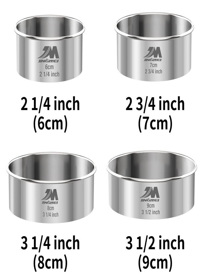 M JINGMEI M JNGMEI 4 Pieces Stainless Steel Cookie Cutter Set 2.25inch, 2.75inch, 3.25inch,3.5inch Biscuit Plain Edge Round Cutters Sizes Shape Molds GIFT PACKAGE - Image 3