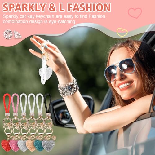 Prometheism Car Keychain for Women with Rhinestone Heart Shape Bling Girl Cute Keychain for Christmas,Personalized Gift (A-White) - Image 5
