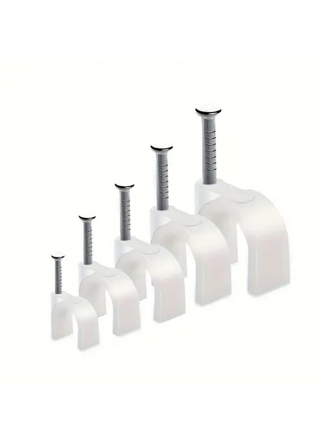 White Cable Clips With Nails Heavy Duty 10mm 100pcs Cord Management For Wires Outdoor - Image 2