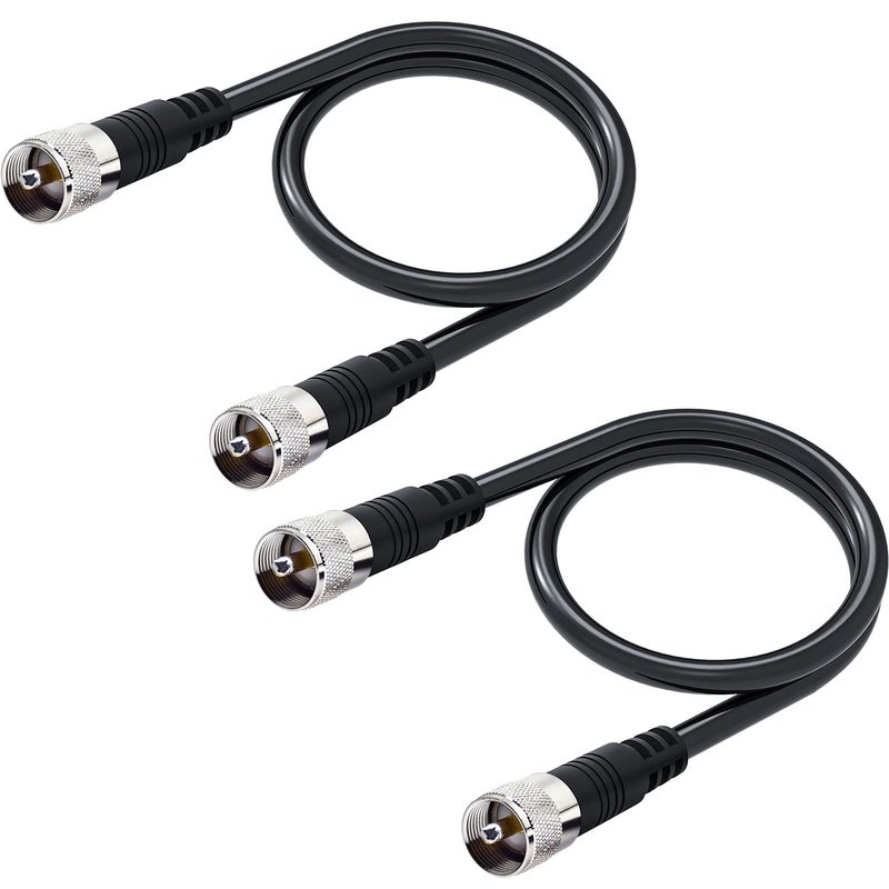 RFAdapter RG8x Jumper Cable, 2 Pack 2ft CB Coax Cable PL259 UHF Connector 50 ohm Low Loss for Ham Radio, Antenna Analyzer, Dummy Load and SWR Meter - Image 1