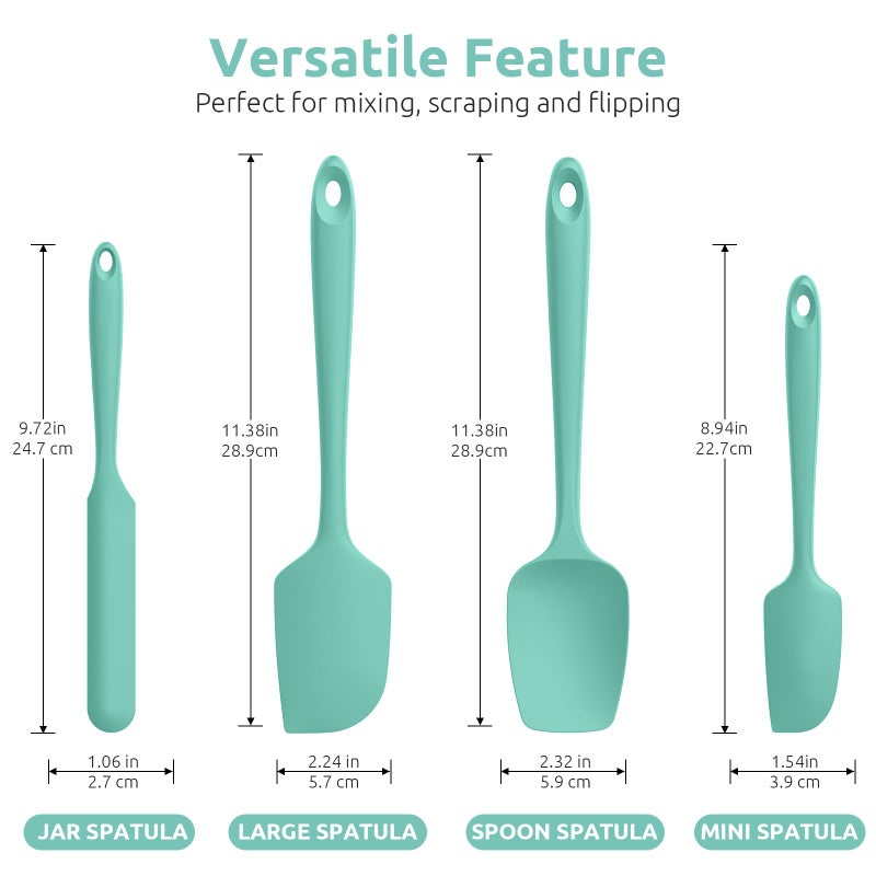 U-Taste Silicone Spatula Set with 600 Degrees Fahrenheit Heat Resistant (Teal/Aqua Sky) - Image 2