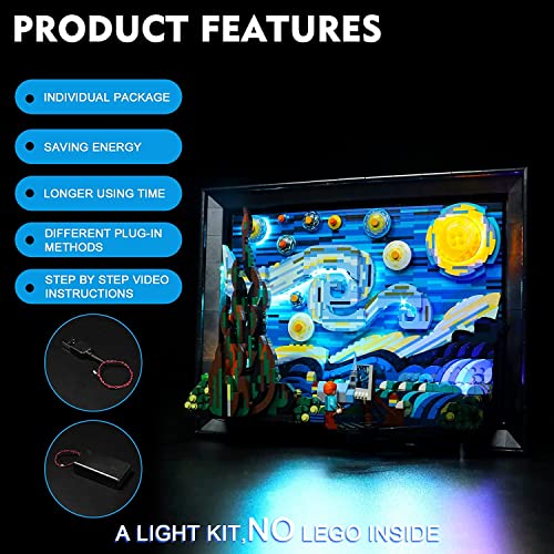 BrickBling LED Lights Compatible with Lego Starry Night, Light Kit Compatible with Lego Van Gogh Compatible with Lego 21333-Classic Version (Lights Only, No Model) - Image 4
