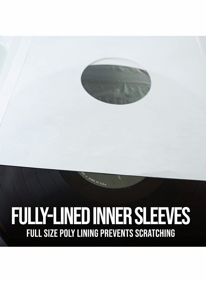 Poly Lined Paper Sleeves for LP Records, 20 Pcs Storage and Protection Inner Sleeves, 80 GSM White Kraft Paper - Image 3