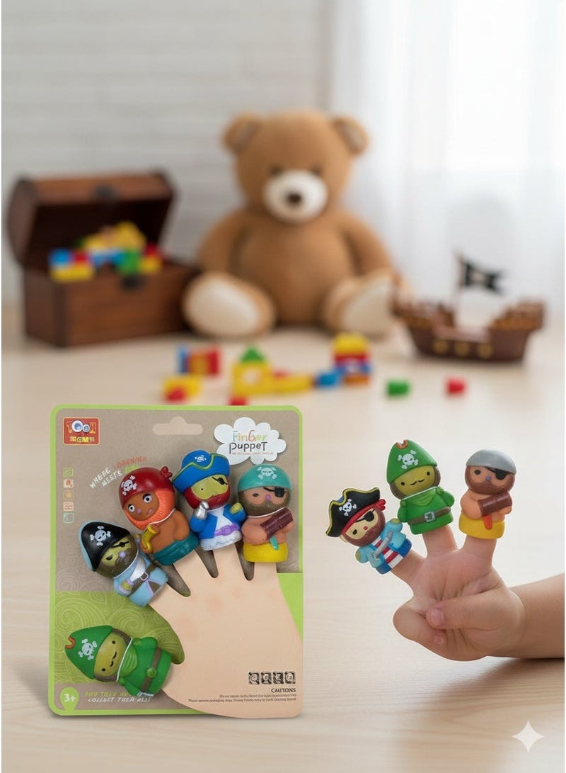 Toon Toyz 5-Piece Pirate Adventure Finger Puppets Set - Soft Rubber Swashbuckling Toys for Kids - Image 2