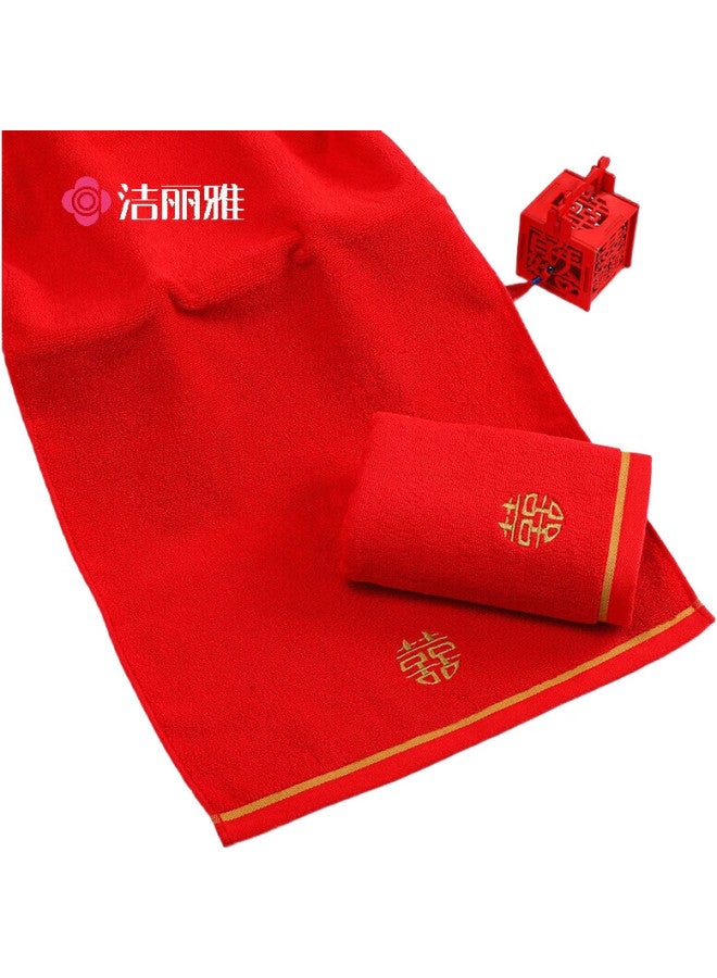 Grace منسوجات منزلية، منشفة وجه زفاف زوجين حمراء زاهية من القطن الخالص، منشفة للبالغين سميكة، 72*34 سم، 105 غ، قطعة واحدة - Image 2