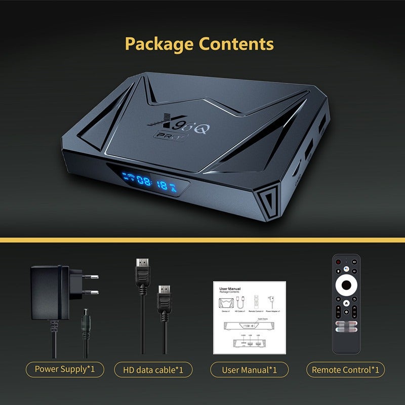 X96Q PRO+ جهاز استقبال 4G/32GB أندرويد 14 واي فاي 6 H728 منفذ إيثرنت جيجابت صندوق تلفزيون عالي الدقة - Image 5
