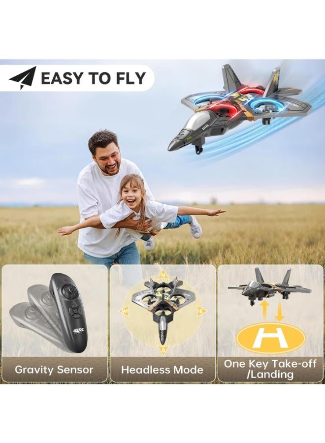 4DRC V17 Foam Remote Control Airplanes Rc Planes for Kids Adults 4-7 8-16, Remote Control Planes Fighter Jet with Light, 360° Flip Fighter Jet Toy, Gravity Sensing, Stunt Roll, Gifts for Kids Boys - Image 2