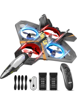 4DRC V17 Foam Remote Control Airplanes Rc Planes for Kids Adults 4-7 8-16, Remote Control Planes Fighter Jet with Light, 360° Flip Fighter Jet Toy, Gravity Sensing, Stunt Roll, Gifts for Kids Boys