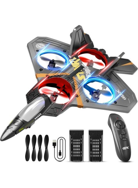 4DRC V17 Foam Remote Control Airplanes Rc Planes for Kids Adults 4-7 8-16, Remote Control Planes Fighter Jet with Light, 360° Flip Fighter Jet Toy, Gravity Sensing, Stunt Roll, Gifts for Kids Boys