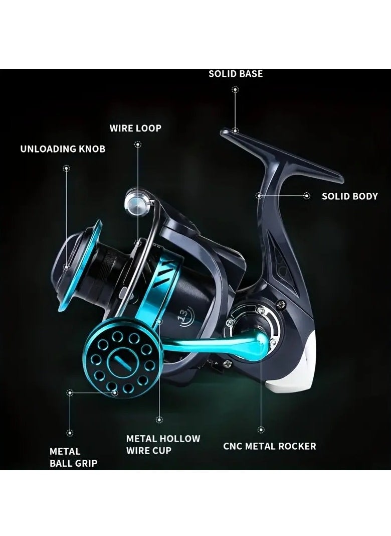 Gonice Rotary Fishing Reel DK 5000 Maximum Braking Force 22.05LB Gear Ratio 5.2:1 Metal Spool Rotary Reel EVA/ Metal CNC Rocker Rod Throwing Fishing Reel Seawater Fishing Reel Fishing Gear  - Image 5