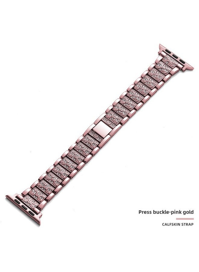 MSSM Suitable For Apple Watch Strap Fashion Metal Solid Stainless Steel Apple Strap Diamond Iwatch Strap - Image 1