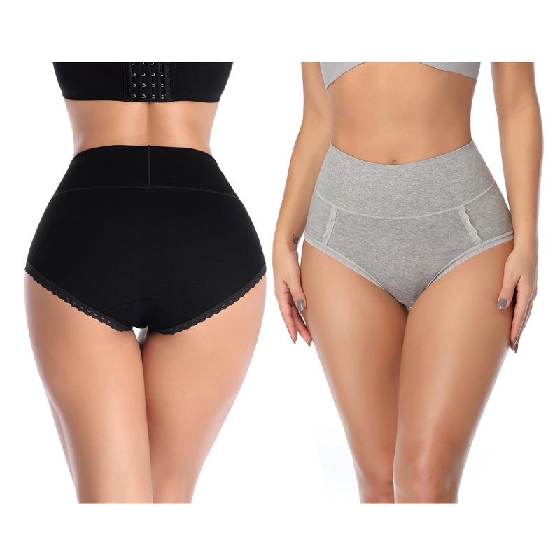 MISSWHO Womens Underwear Cotton Panties High Waist Full Coverage Briefs 6 Pack Plus Size Underware XXX-Large - Image 3