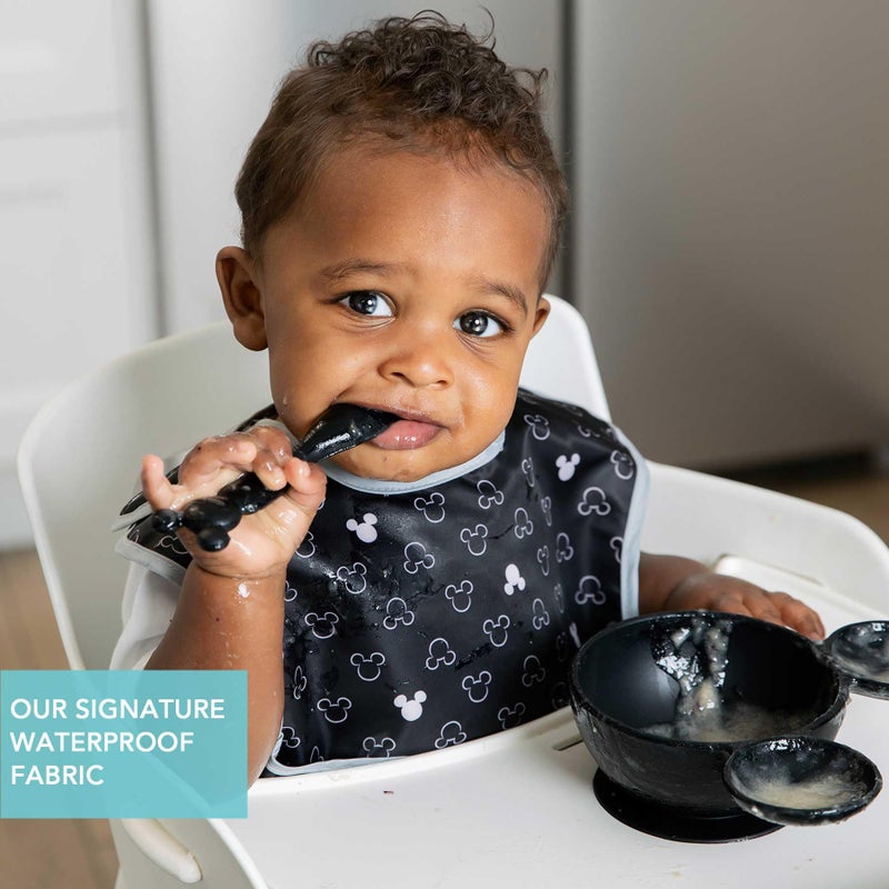 Bumkins Disney Bibs for Girl or Boy, SuperBib Baby and Toddler for 6-24 Months, Essential Must Have for Eating, Feeding, Baby Led Weaning, Mess Saving Waterproof Soft Fabric, 3-pk Mickey Mouse Icon - Image 4