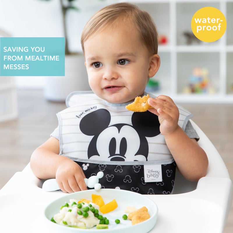 Bumkins Disney Bibs for Girl or Boy, SuperBib Baby and Toddler for 6-24 Months, Essential Must Have for Eating, Feeding, Baby Led Weaning, Mess Saving Waterproof Soft Fabric, 3-pk Mickey Mouse Icon - Image 2