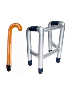 Y&D Inflatable Zimmer Frame and Walking Stick, Party Fun Toy, Blow Up Toy Novelty Gag Joke Dress for Adult, Kids, Grandma Fancy Accessories  - Image 1