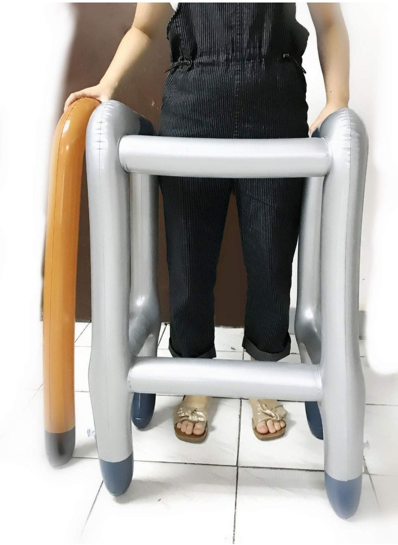 Y&D Inflatable Zimmer Frame and Walking Stick, Party Fun Toy, Blow Up Toy Novelty Gag Joke Dress for Adult, Kids, Grandma Fancy Accessories  - Image 4