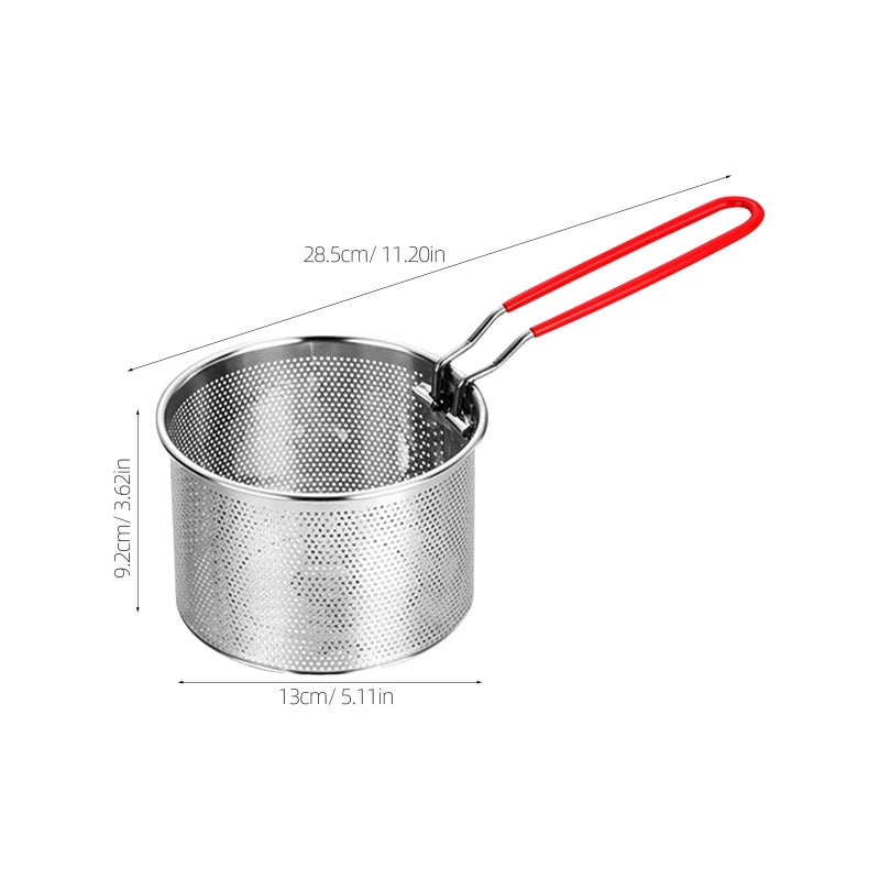 304 Stainless Steel Deep Fryer Basket With Detachable Handle 14cm For Home Cooking And Oil Straining - Image 3
