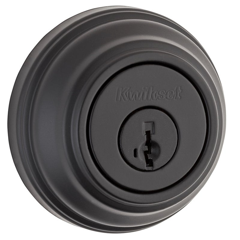 Kwikset 980 Deadbolt Lock  Matte Black Round Exterior Keyed Front Entry Door  Pick Resistant Smartkey Rekey Security  Single Cylinder Dead Bolt  With Microban Protection - Image 3