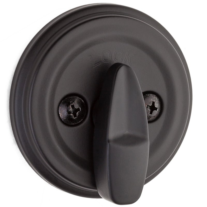 Kwikset 980 Deadbolt Lock  Matte Black Round Exterior Keyed Front Entry Door  Pick Resistant Smartkey Rekey Security  Single Cylinder Dead Bolt  With Microban Protection - Image 2
