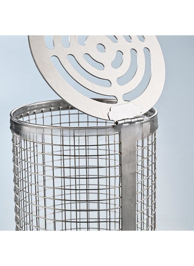 WAOKN BBQ Basket with Hook and Fork, Rolling BBQ Basket, Outdoor BBQ Basket, Outdoor Round BBQ Stainless Steel BBQ Basket Campfire BBQ Grid for Outdoor BBQ Fish, Meat, Vegetables, Chips  - Image 5