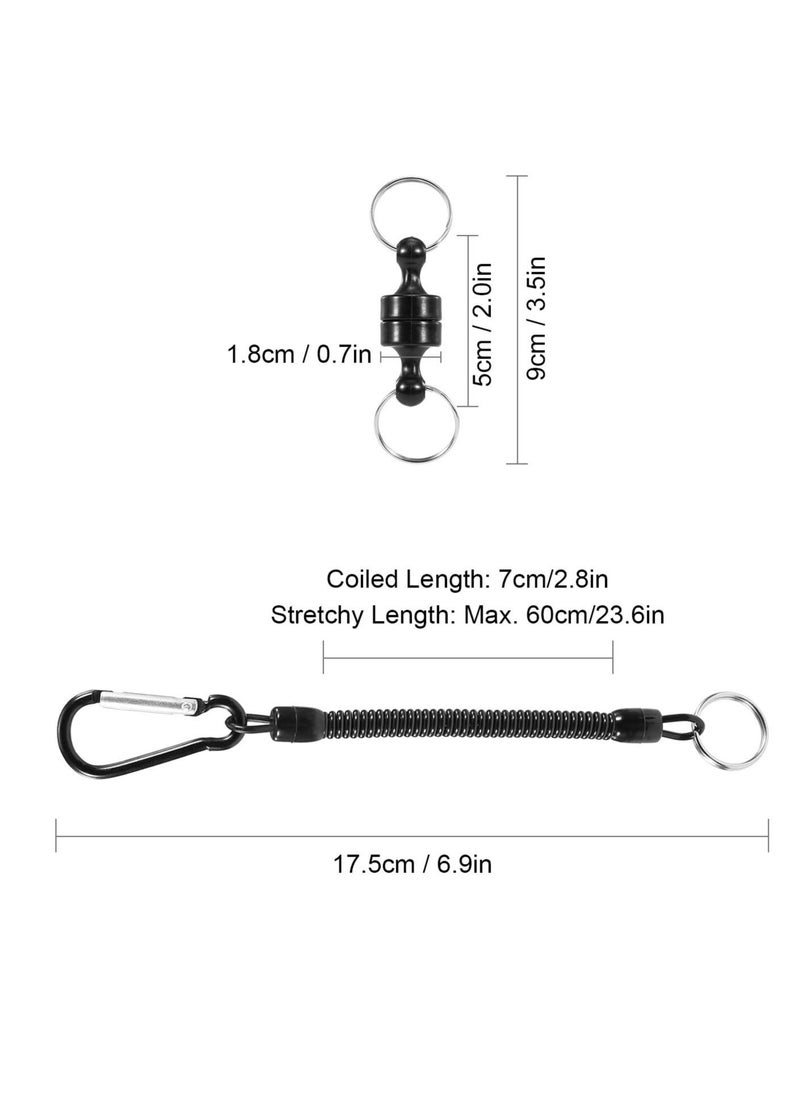 SYOSI - Magnetic Release Holde, With Coiled Lanyard, Outdoor Mountaineering Camping Anti-lost Keychain for Fly Fishing Keeper Landing Net Connector (6 sets) - Image 1